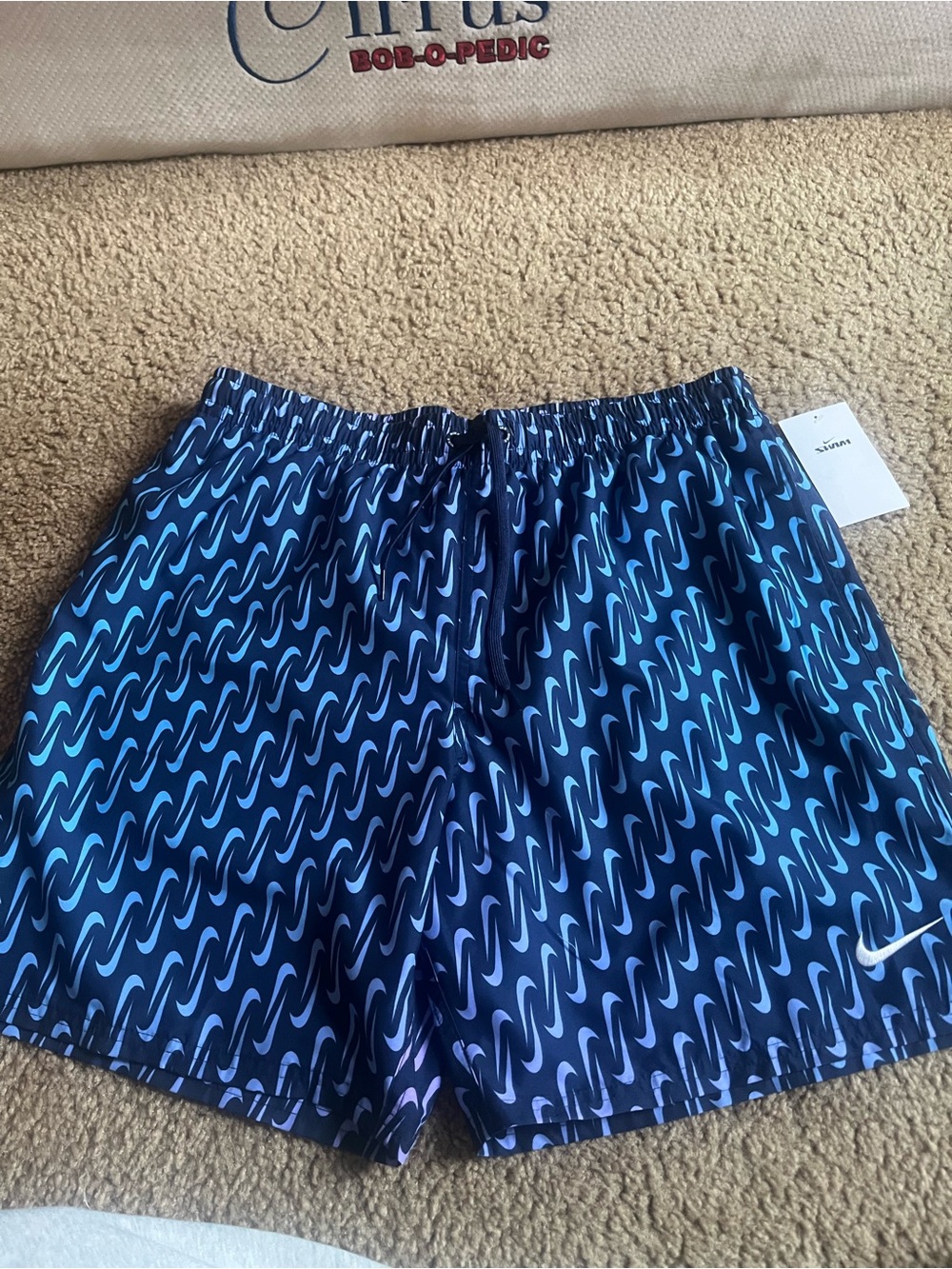 Nike Men’s Blue Patterned Athletic Bathing Shorts